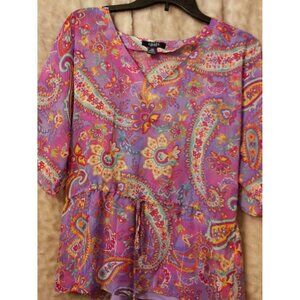 Chaps blouse multicolored purples with lavender camisole Extra Small New